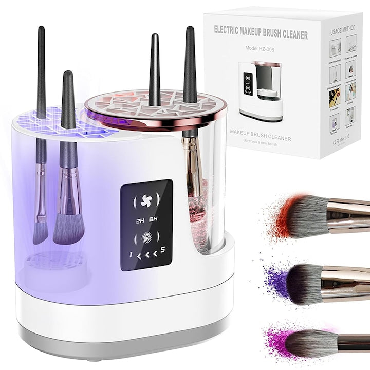 Aparat Curatare Pensule Machiaj  Omelivon  Electric  Cu Uscare Rapida si Sterilizare UV  Touch Screen  Profesional  cu uscator  portabil  USB  Profesional pentru Toate Tipurile de Pensule  Alb