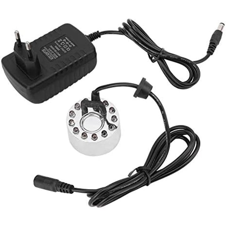 Generator de ceata ultrasonic  Nybgyy  24W  12 LED-uri colorate  plastic  pentru acvariu si gradina  diametru duza 4 5 cm