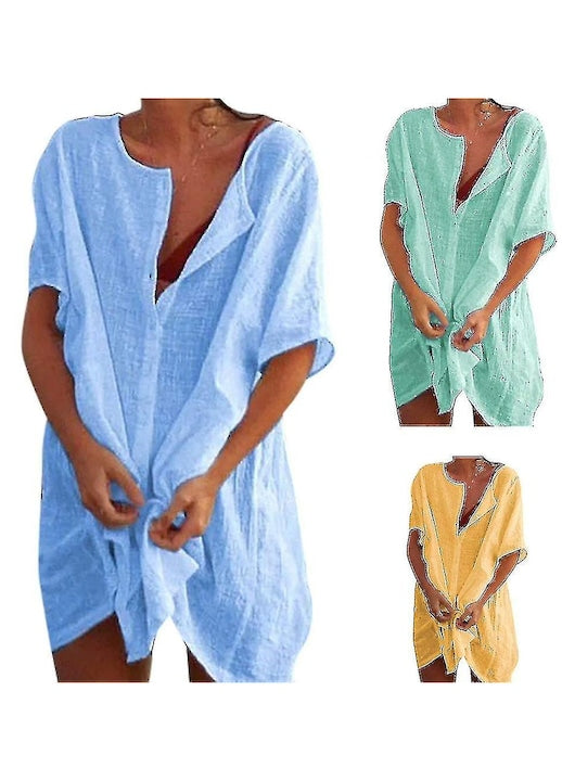 OEM - Women's beach dress, round neck, short sleeves, set, green, sizes S-5XL 12 installments with 0% interest