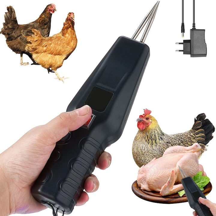 Dispozitiv electric pentru smuls pene  Juksun  Smulgator Electric Profesional cu Capete Interschimbabile  pentru gaini  rate  gaste  Functioneaza Fara Fir sau La Priza  Capete Inox  Impermeabil  25cm  negru