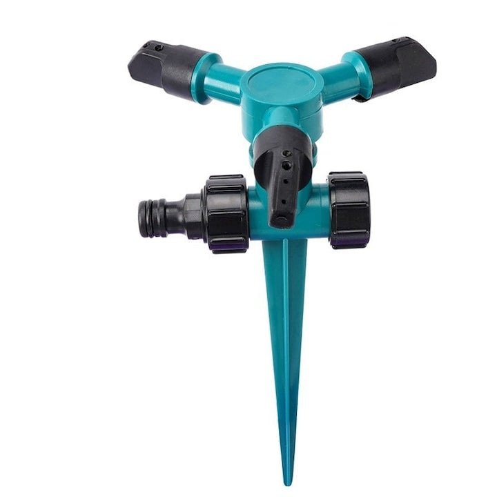 Garden sprinkler, pivoting, 3 arms, 360° rotation, sturdy base, ideal for flower beds, side yards, lawns, patios, vegetable and herb gardens, green