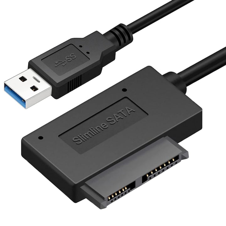 USB 3.0 to 7+6 13-Pin Slimline SATA II Adapter Cable for Laptop Optical Drive - Plug and Play - Black