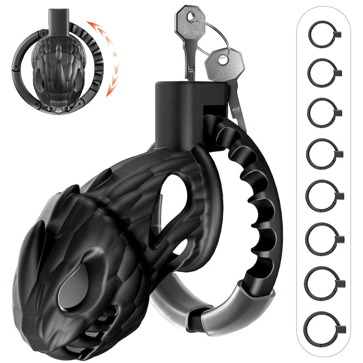 Centura de castitate pentru barbati  8-in-1 inele ajustabile  design confortabil  echipament pentru exercitiu pentru penis pentru barbati si accesorii Jucarii sexuale pentru barbati jucarie pentru femei pentru adulti  WALALLA  negru