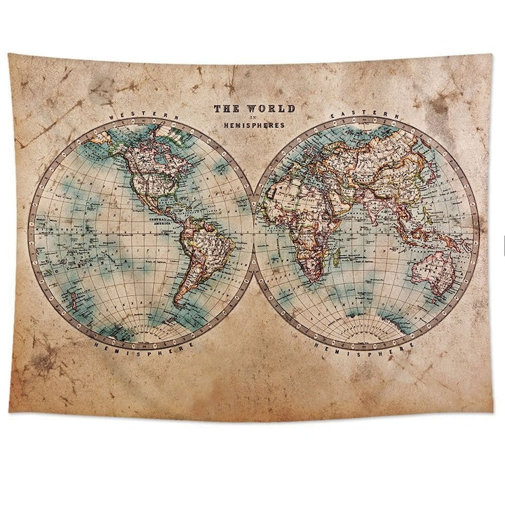 Tapiserie harta lumii YANYXR  multifunctionala  bumbac  208x234cm  multicolor
