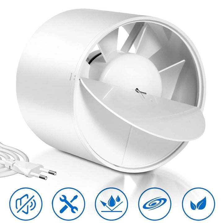 Ventilator de extractie CHOOLY cu cablu 100mm  12W  130m/h  alb  silentios
