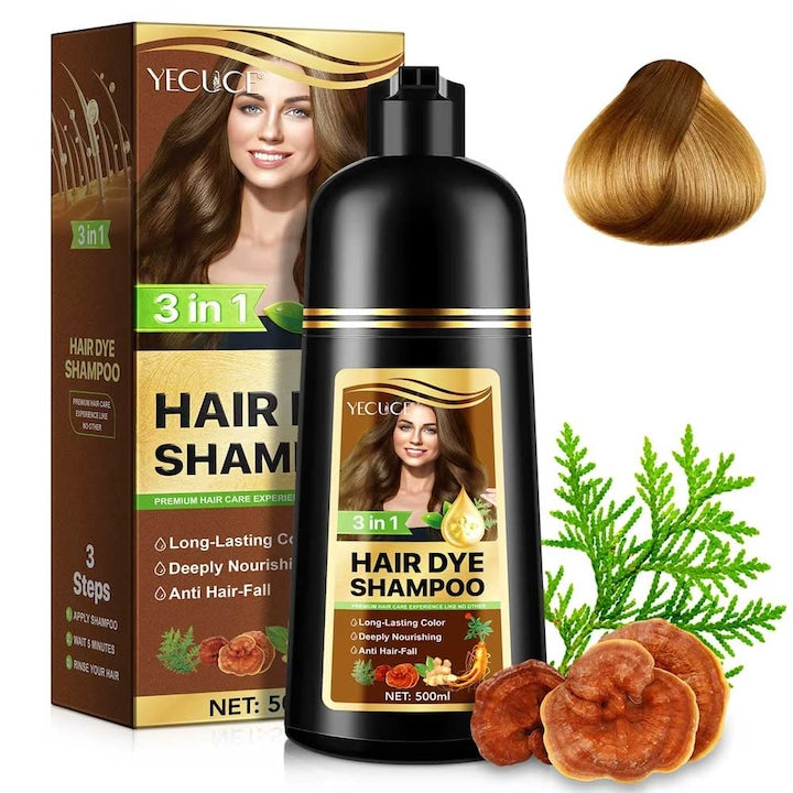 Sampon Premium 3 in 1 pentru Colorarea Parului  Anti Cadere  Regenerare cu Ghimbir si Ginseng  500 ml  #2 Brown (Saten)
