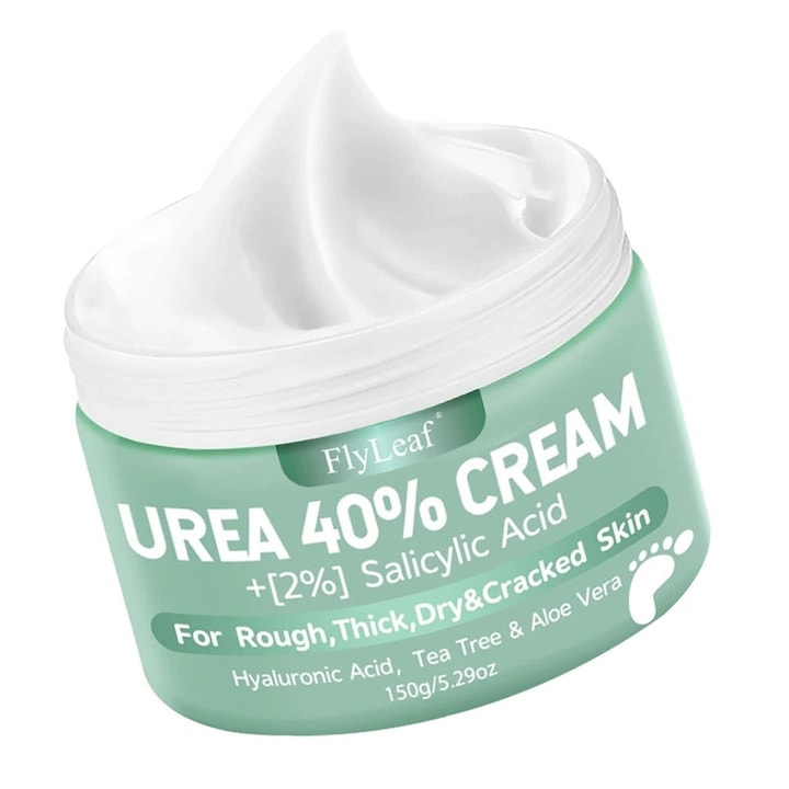 Crema pentru picioare cu uree  continand 40% uree  2% acid salicilic  arbore de ceai si aloe vera  hidratanta si hranitoare  anticalusiva  potrivita pentru pielea uscata  aspra si crapata  150g
