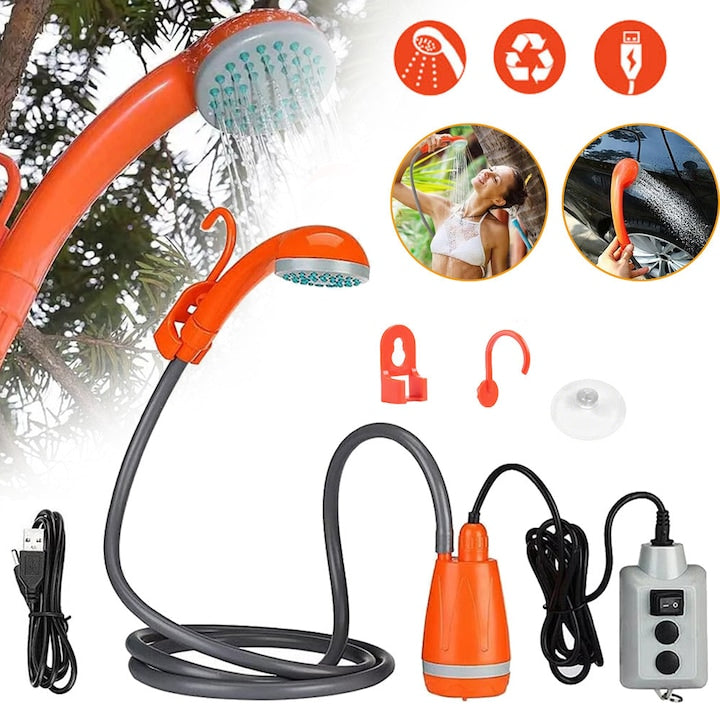Dus Portabil Pentru Camping In Aer Liber  Pompa De Dus Pentru Camping 2200 mAh Reincarcabila  Dus Electric Reincarcabil Portabil  Pompeaza Apa In Dus  Pentru Camping  Drumetii  Calatorii