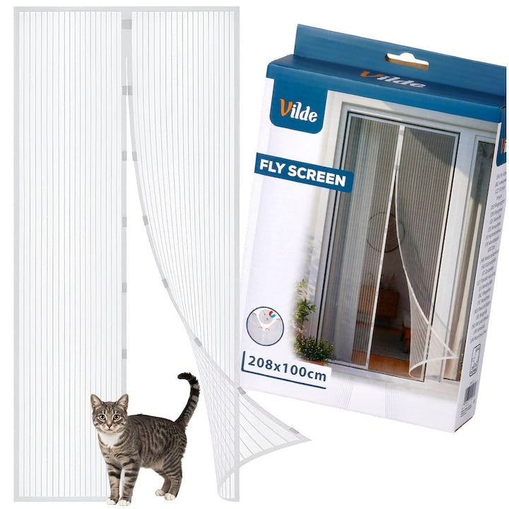 Plasa Anti Tantari Magnetica Pentru Usa  Orion  Clasic  208x100 cm  Poliester  Alb  Sistem Inchidere Magnetica Automata  2 Plase 50 cm Latime  Protectie Insecte Si Muste  Montare Usoara Banda Scai Si Pioneze  Dimensiune Decupabila Ajustabila  Lux