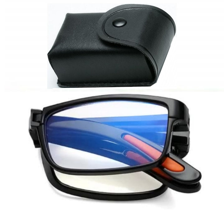 Ochelari de vedere pliabili pentru citit  lectura cu protectie pentru lumina albastra  calculator  culoare rama  dioptrie +4.00  Cu cutie de depozitare  unisex  Vanaxalife®  Negru