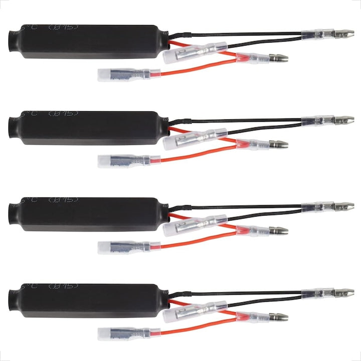 Set 4 rezistori LED 12V 21W  PsAyl pentru semnalizare motocicleta  culoare neagra  12x8x1.8cm
