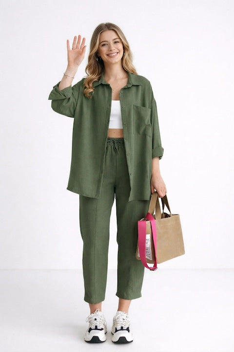 OEM - Shirt and trousers set khaki Khaki 12 installments with 0% interest