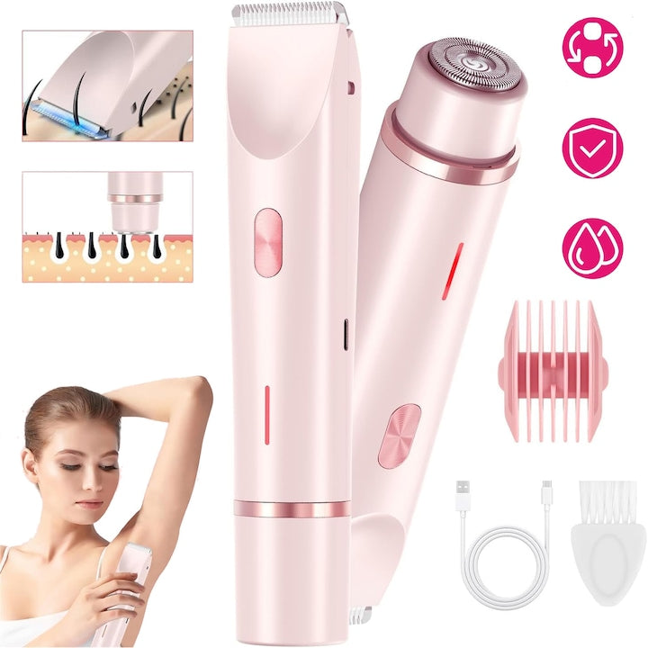 CHOOLY 2-in-1 Electric Shaver, Hypoallergenic, IPX7 Waterproof, for Face and Body, Rechargeable