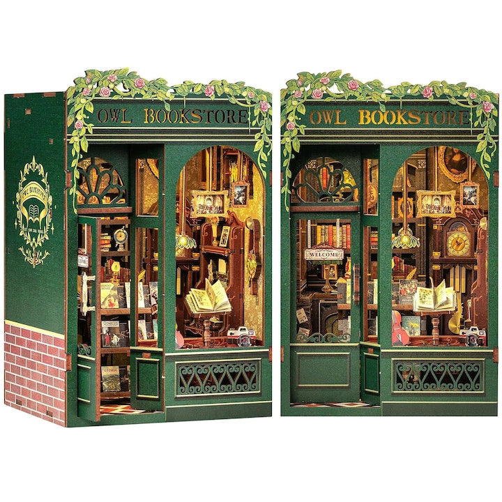 WALALLA 3D Puzzle Dollhouse DIY Book Nook Miniature Kit for Bookshelf Decor, Crafts for Adults and Beginners, Green