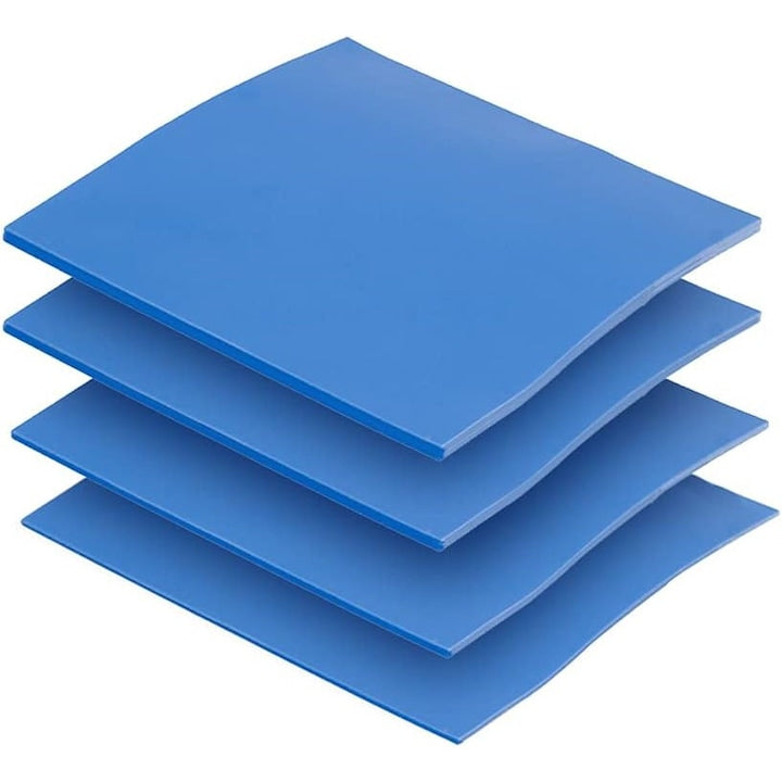 Set pad-uri termice JENUOS  100x100mm  Silicon  Rezistenta la temperatura -40-200 (℃)  4 grosimi 0.5/1/1.5/2mm  Potrivit pentru placi grafice  memorie video  cipuri etc  Albastru