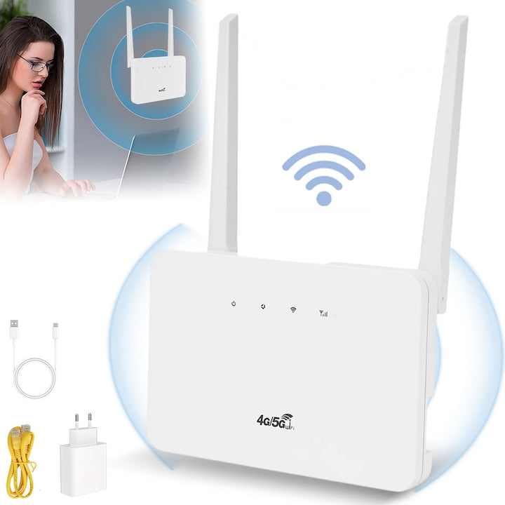 Router wireless 4G LTE CHOOLY CPE106-E  300Mbps  alb  portabil  dimensiuni 14.5x9.5x4.5cm
