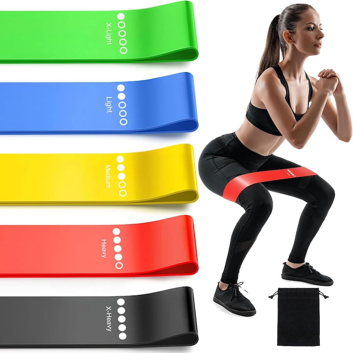 Benzi de Rezistenta Sport (Set 5 Buc) - Pentru Fitness  Yoga  Pilates｜Benzi Elastice Antifractura pentru Glutei  Picioare  Brate｜Ideala Antrenament Acasa & Recuperare Medicala