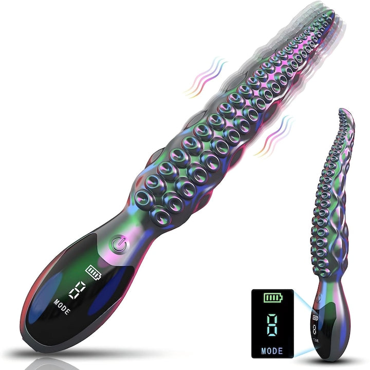 Monster Vibrator Sex Toy LED Display Dildo Octopus Tentacles with 9 Vibration Modes Clitoral and G-Spot and Anus Stimulator Vibrator Sensation Waterproof Purple