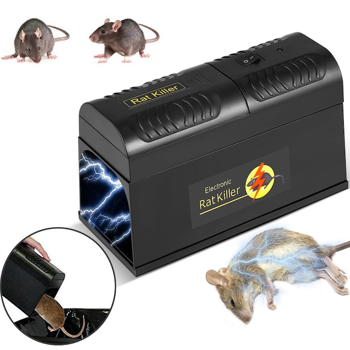 Electronic Rat Trap, Safe Electrocution, Poison-Free, Electric for Rats, Mice, and Rodent Control, with Washable Safety Protection, for Indoor Warehouse Factory