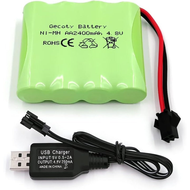 Baterie 4.8V 2400mAh Ni-MH AA  cu SM-2P 2Pin Plug pentru RC Truck Cars