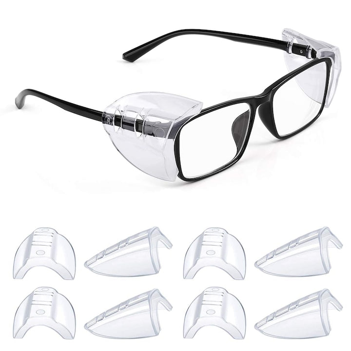 Set 4 perechi protectii laterale ochelari  TPU  transparent  Se potriveste cu ochelari de vedere mici pana la mari