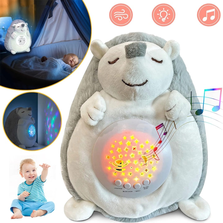 CHOOLY Plush Toy with Projector, 10 Soothing Melodies, Soft Material, Grey, for Newborns