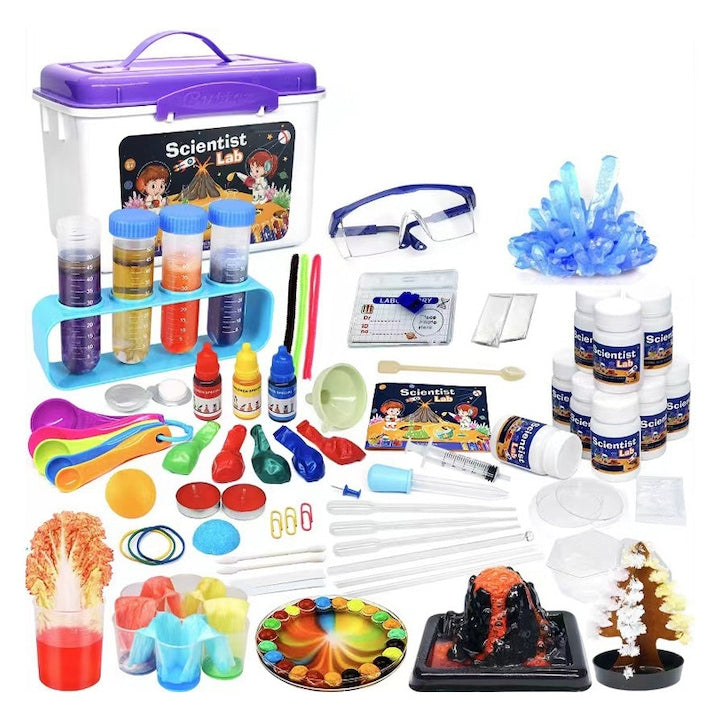 Set de jucarii stiintifice educative pentru copii  Omelivon  80 experimente  manual colorat  multicolor  15x15x20cm  Jucarie Educativa pentru Baieti si Fete