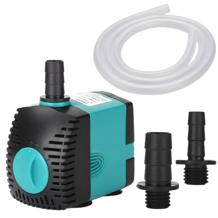 Pompa de apa acvariu silentioasa  Fantasy  cu teava de apa de 1 5 metri  2 duze  800 l/h 15W  reglabil  statuar  hidroponie  pentru rezervor de pesti  iaz  acvariu  fantana  Zgomot redus  consum redus de energie
