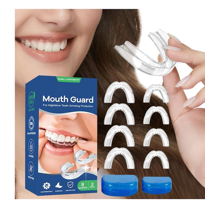 Gutiera bruxism somn  Excitat®  8 bucati  2 marimi  termoformabila  aparat ortodontic mobil  protectie dinti  BPA Free  indreptare dinti  fatete dentare  dental guard