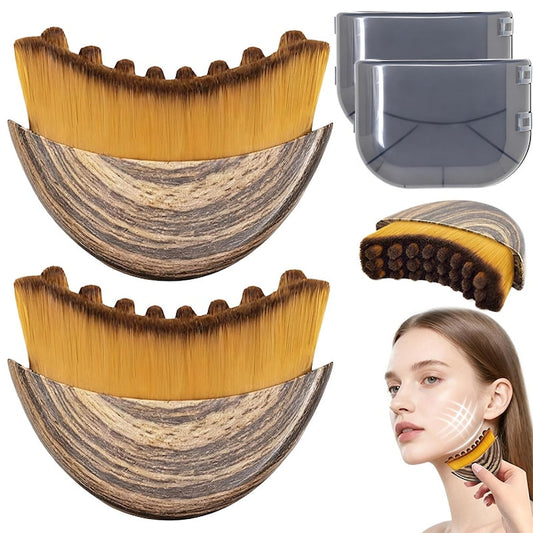 Set 2 Aparat de masaj Gua Sha  pentru drenaj limfatic  ingrijire faciala si cervicala  conturarea maxilarului  eliminarea umflaturilor  ridicarea pielii  stimularea repararii  compact si portabil  cu cutie de depozitare