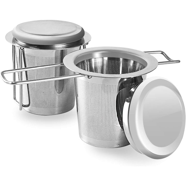 Set 2 infuzoare pentru ceai  Otel inoxidabil  Maner pliabil  Argintiu