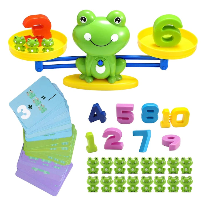 Balanta Matematica Interactiva  Axroad Mall  Jucarie Educativa Tip Balanta Broasca Balance  Invatare alfabet  Educatie STEM  Numarare  Pentru copii si prescolari 3-6 ani  Set de 63 de piese  Verde/multicolor