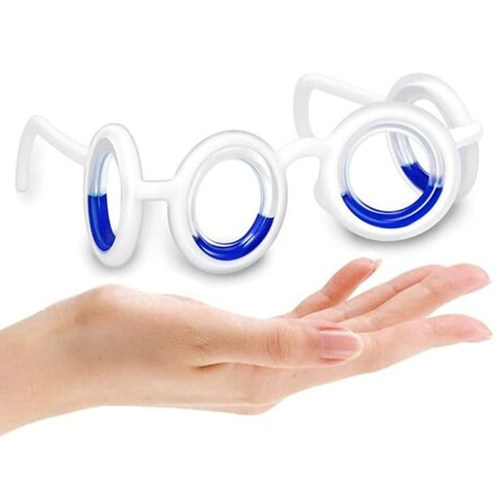 Ochelari anti-ameteala  QttvbTna  termoplastic  design unghiular  fara lentile  alb/albastru
