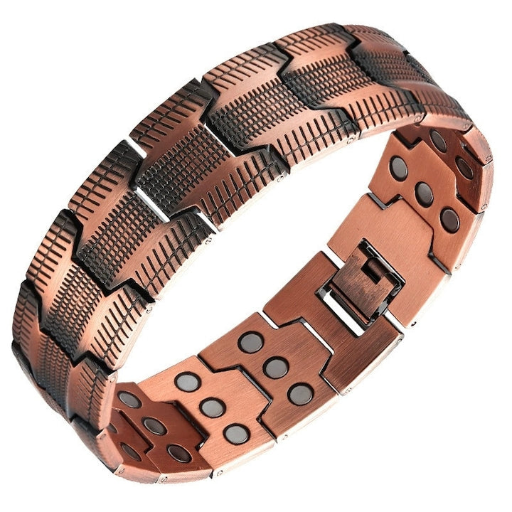 OEM - Retro copper magnetic bracelet with textured brass finish