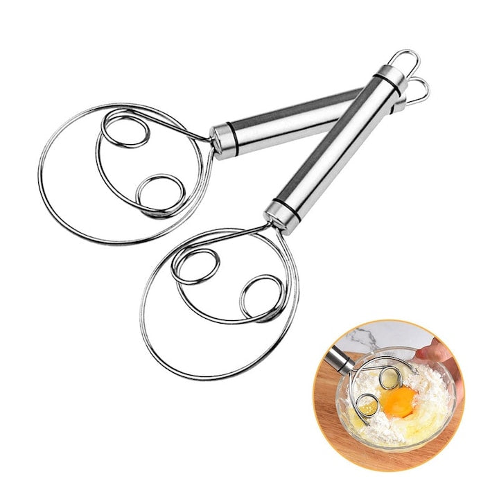Set 2 Teluri Manuale pentru Aluat  Inox  Design Ergonomic  21.9x8.4cm  Multifunctionale