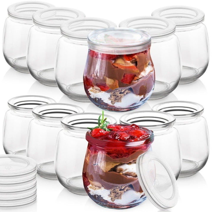 Set De Borcane Din Sticla  Orion  8.3 x 8.5 x 6.8 cm  Sticla  Inchidere Etansa  Rezistente La Temperaturi Ridicate  Pot Fi Spalate In Masina De Spalat Vase  12 Bucati  Transparente