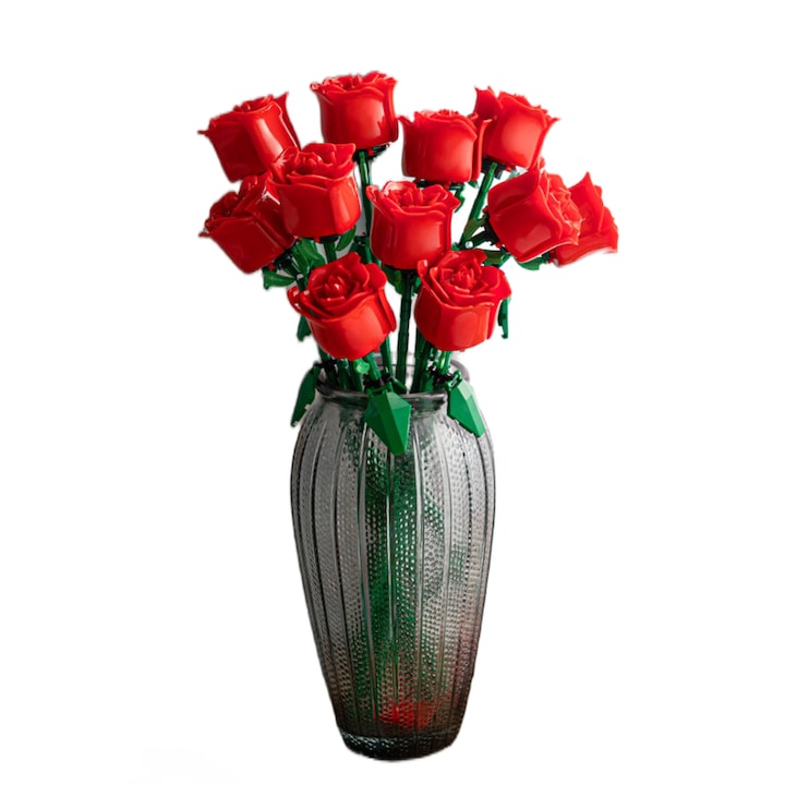 Set de constructie buchet de flori  Fantasy  Un buchet de 11 trandafiri rosii  reprezinta o viata intreaga de iubire  Seria de Ziua Indragostitilor  Flori Artificiale  Cadou Pentru Femei  Asambleaza-l singur; va exprima mai bine intentia ta sincera