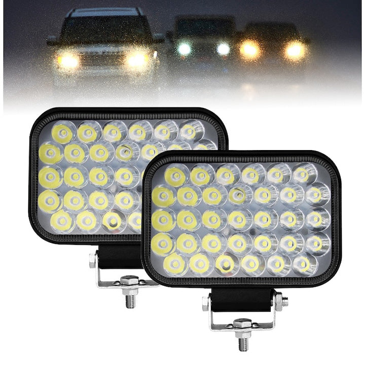 Set 2 Proiectoare LED Auto  Piduules  4 Inch  12V-24V  33LED  8000Lm  Lumina Alba 6000K  Carcasa Aluminiu  Scop General  Negru