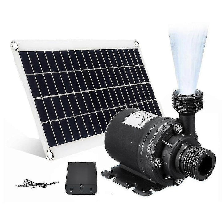 50W solar water pump set, 800L/h, 5m head, 42x28cm solar panel, black