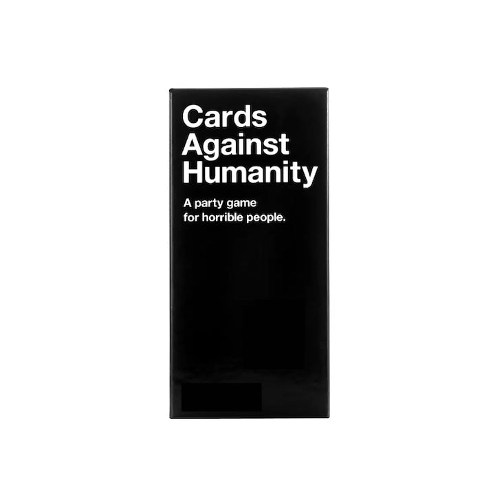 Joc de societate Cards Against Humanity  Rqiurpn  International Edition  set cu 500 carti albe si 100 carti negre  2-10 jucatori  10.5x22x7cm
