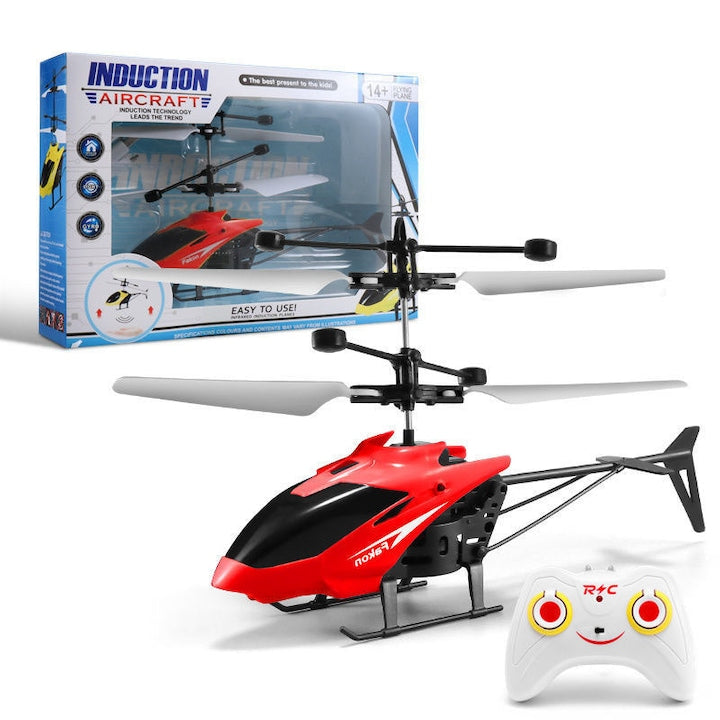 Elicopter telecomandat  ZOUN  cu telecomanda  senzor inteligent  incarcare USB  protectie automata la oprire  17 × 3 × 11 cm  rosu
