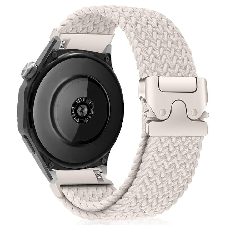 Curea ceas pentru Huawei Watch GT  GT2  GT3  GT4  GT5  Samsung Galaxy Watch 3  sau orice smartwatch cu latime curea 22 mm  ajustabila  nailon elastic  Crem