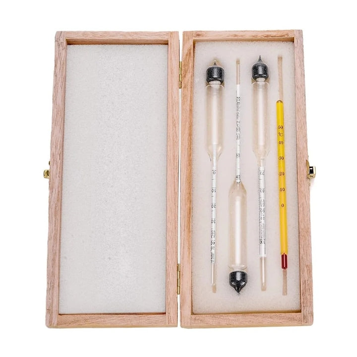 Set 3 alcoolmetre YANYXR cu termometru  sticla  18.5cm  0-100 vol%