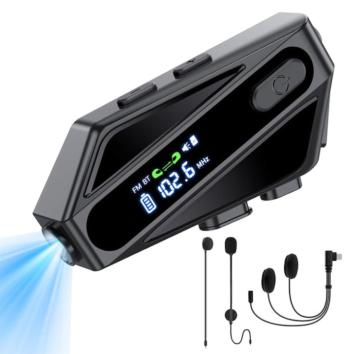 Casti Bluetooth Moto Rqiurpn C6  interfon 520m  LED  40mm  IPX5  1000mAh