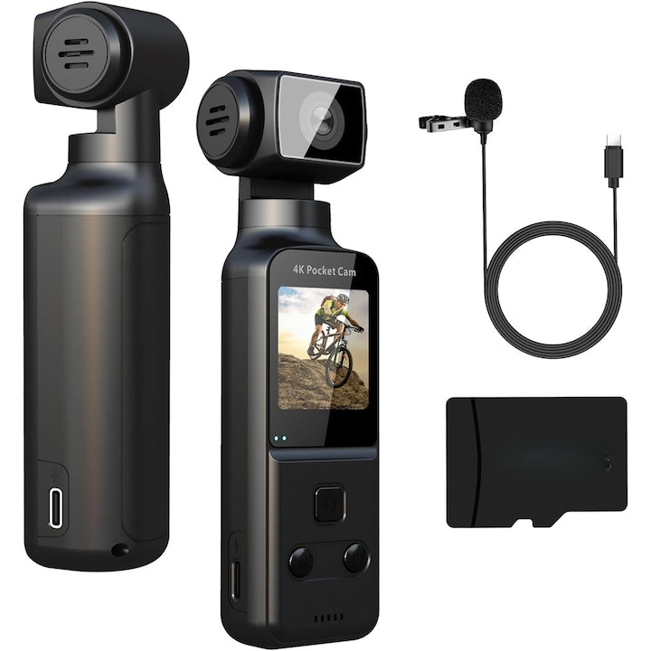 4K Ultra HD Vlog Camera with Wi-Fi Connectivity, 270° Wide-Angle Lens, 32GB Memory Card Included, Advanced Features for Content Creators, High-Quality Video and Photo Capture, Wi-Fi Transmission, Connect to Phone or Laptop