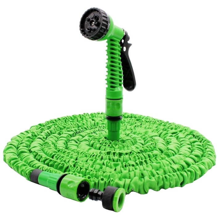 Furtun De Udat Gradina Extensibil Cu 7 functi  Cu Pistol De Udat  60 Metri  EMATTERIO®  verde