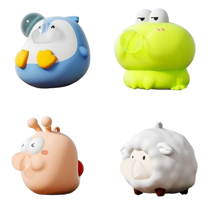 Set of 4 Squishy Anti-Stress Toys - Penguin, Frog, Snail, and Lamb - Soft Toy with Bubble Effect When Squeezed - Ideal Gift for Kids and Adults