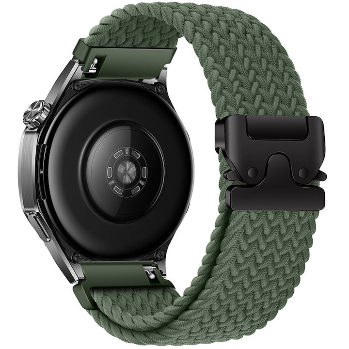 Curea ceas pentru Samsung Galaxy Watch 7/6/5/4/FE 40mm 44mm/Watch 6 4 Classic 46mm 42mm 47mm 43mm/5 Pro 45mm pentru barbati si femei  nailon elastic  ajustabila  atarama de parasuta  Verde