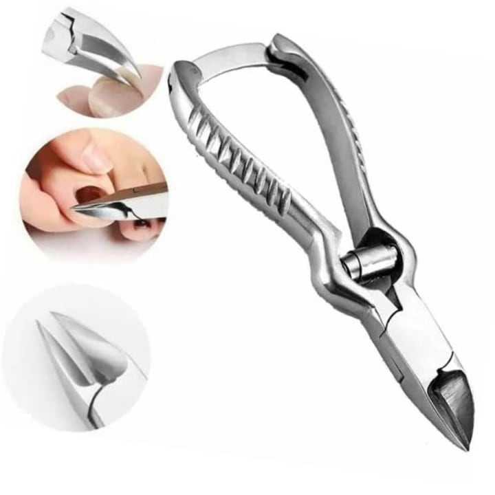 Cleste Pedichiura  cleste de unghii  pentru unghii groase si unghii care cresc in interior  instrumente pentru ingrijirea picioarelor  cleste de unghii  13  9 x 5  1 cm  otel inoxidabil  indeparteaza pielea moarta  argintiu