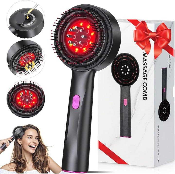 Electric Hair Brushes Electric Comb Red Light Electric Massage Comb with Smart Shutdown Function Hair Oil Applicator with 3 Modes Scalp Care Portability 3.7 V/1400 mAh